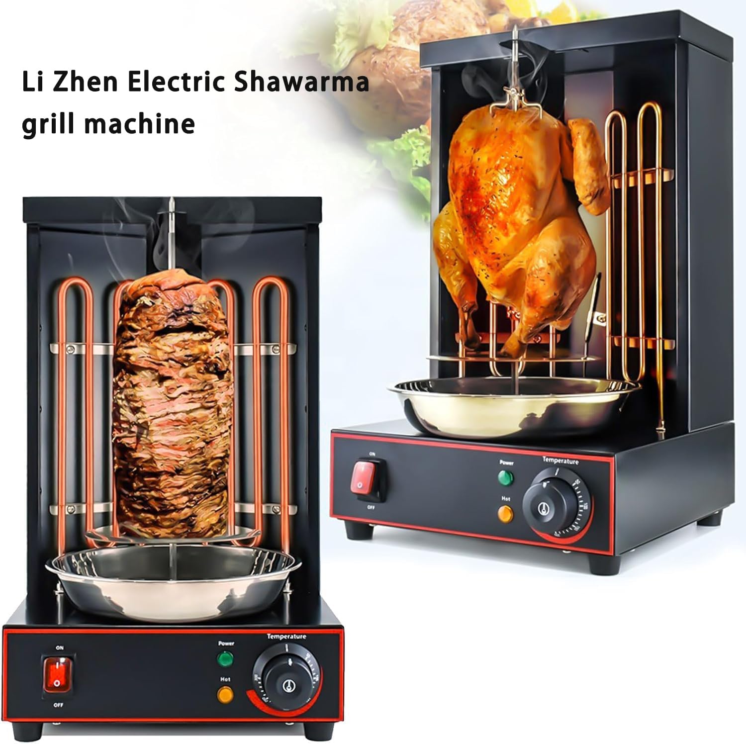 Electric Vertical Rotisserie Shawarma Broiler Kebab Grill Machine Al Pastor Rotating Grill with Temperature Chime,(Patented Product)