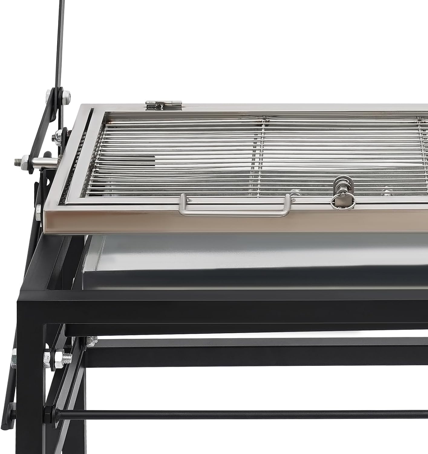 Charcoal Flip Grill for BBQ - 360° Flipping Portable Charcoal BBQ Grill with 5 Height Settings, Side Storage & Lockable Wheels - Ideal for Outdoor Camping, Backyard