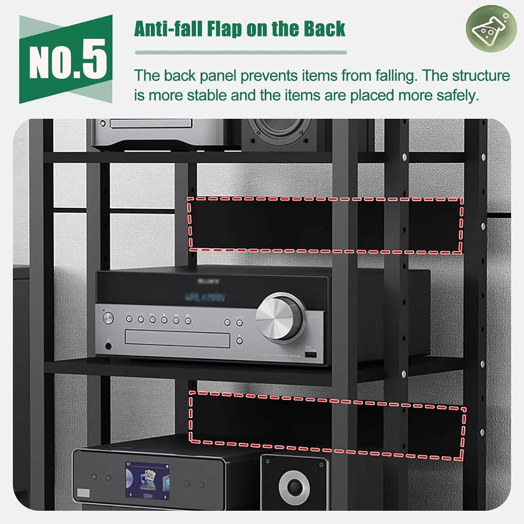 2 3 4 5 Tier Audio Equipment Rack Cabinet for Headphones Monitors Recording Video Game/DVD Shelf Stand Storage Shelf - Record Player Console Cabinet Vintage(3 Tier-H79cm)