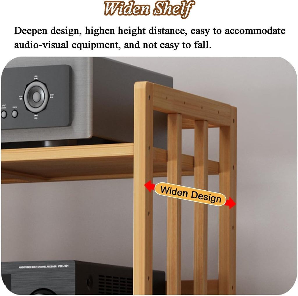 HiFi Multimedia Storage Cabinet - Adjustable Audio-Video Shelves with Casters 2-Tier Stereo Equipment Rack & Mobile Storage for Home Theater 50cm Wide Stylish & Functional.