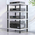 White 4-Tier Wooden TV Stand, Media Storage Cabinet, Entertainment Center, Stereo Rack for Gaming Consoles & AV Equipment, Stylish Audio Rack, Modern Furniture
