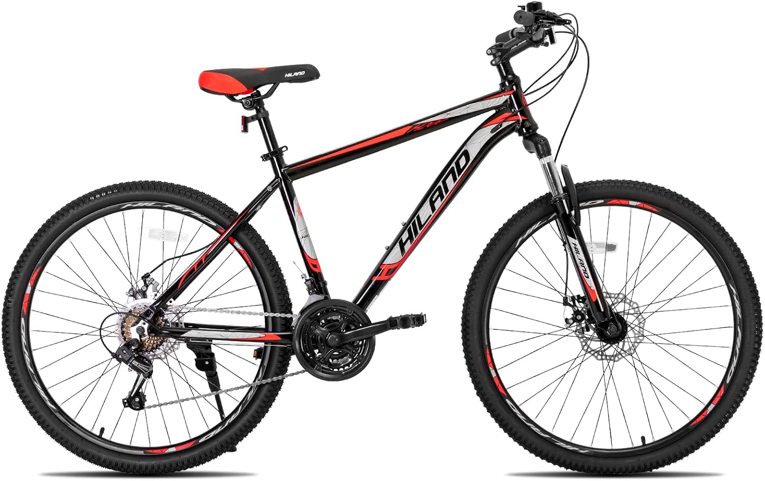 HH HILAND 26'' Mountain Bike, 3 6 Spokes, 21 Speeds Drivetrain, Aluminum Frame 26 Inch Wheels, Disc-Brake Bike for Men Women Men's MTB Bicycle