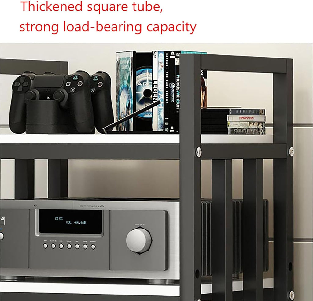 4 Tier Floorstanding Storage Shelves，Furniture Media Stand DVD CD Player Stand Audio Rack Power Amplifier Equipment Cabinet with Height Adjustable Wooden Shelf，19.7x15.7x39.4in (Color : C)