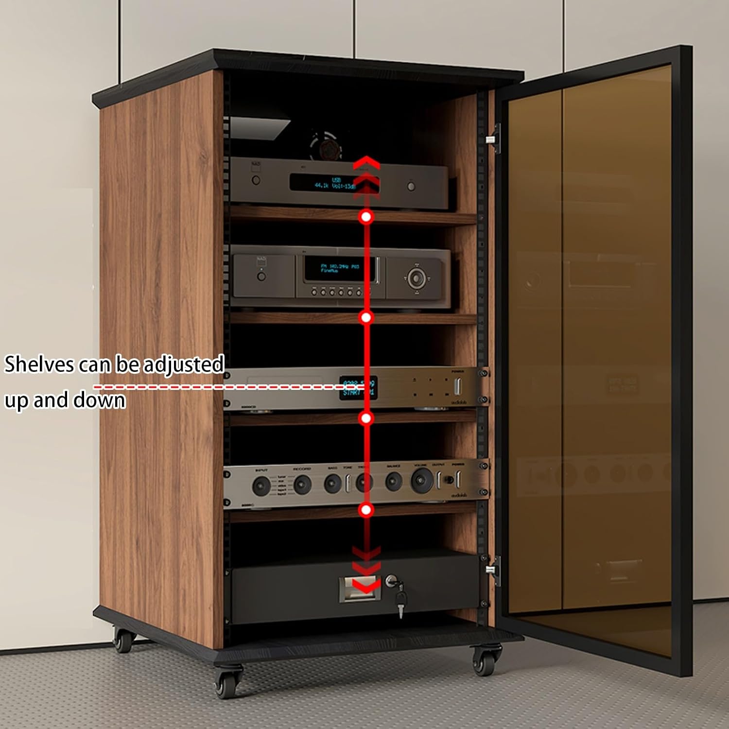 Av cabinet,stereo component cabinet,media cabinet,av media stand,audio rack,Stereo cabinet,audio rack cabinet,audio cabinet,record player console cabinet,corner media cabinet(Black,63.6cm/25.03in)