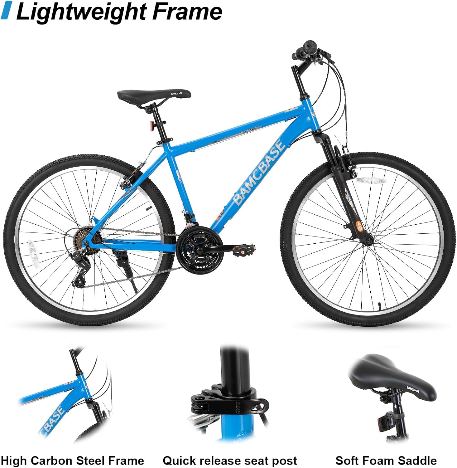 HILAND Adult 26 Inch Mountain Bike, Mens Womens Bicycle, High-Carbon Steel Frame Mountain Bicycle, Sport MTB for Adults, Multi-Color