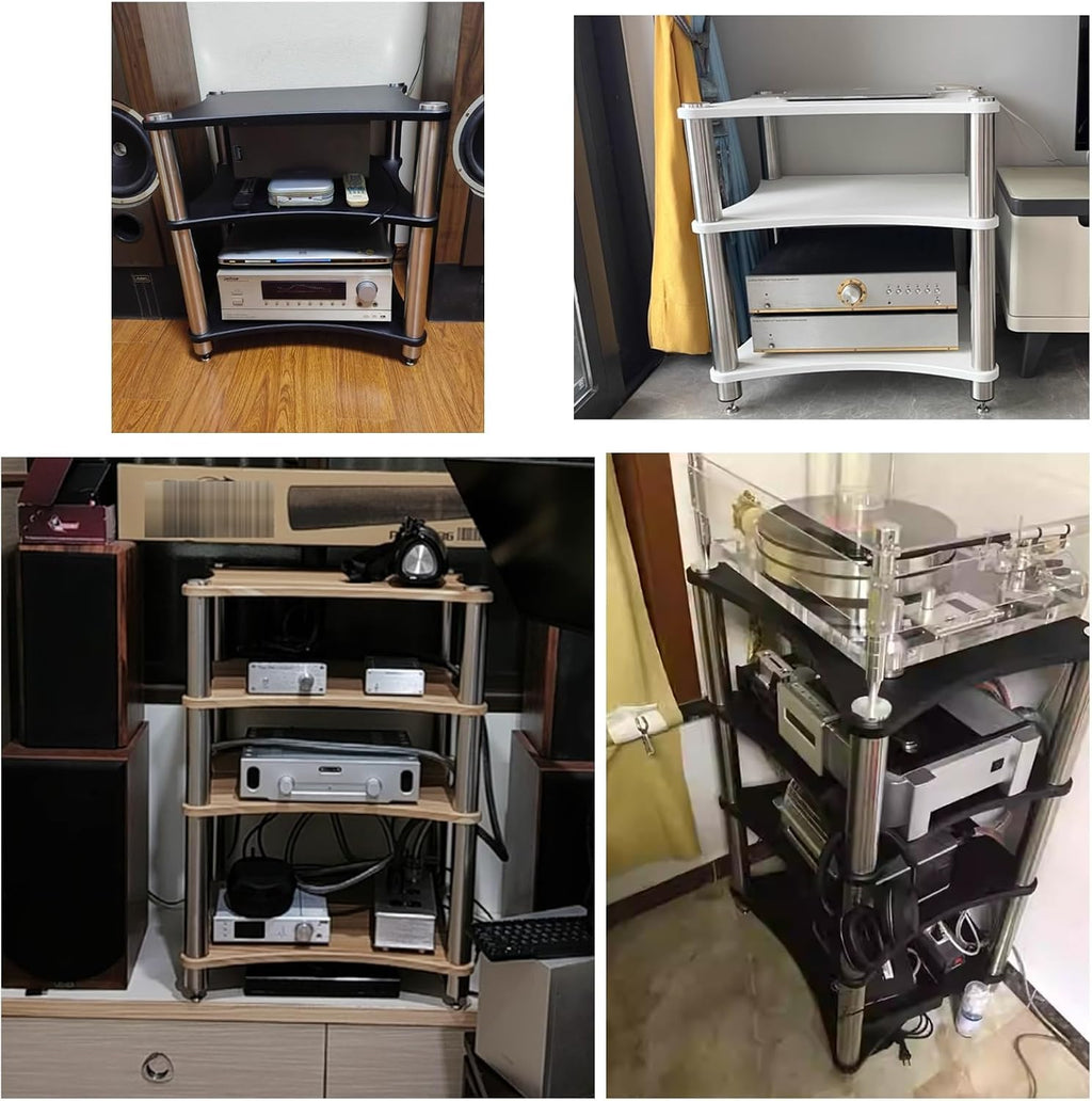 1/2/3/4-layer HiFi Media Stand, Stereo Cabinet, MDF Stand Audio Rack with Shock-Absorbing Feet Power Amplifier, Shelf Equipment Cabinet, for Recording Room(Walnut,3 Tier-23.6x18.8x24.4in)