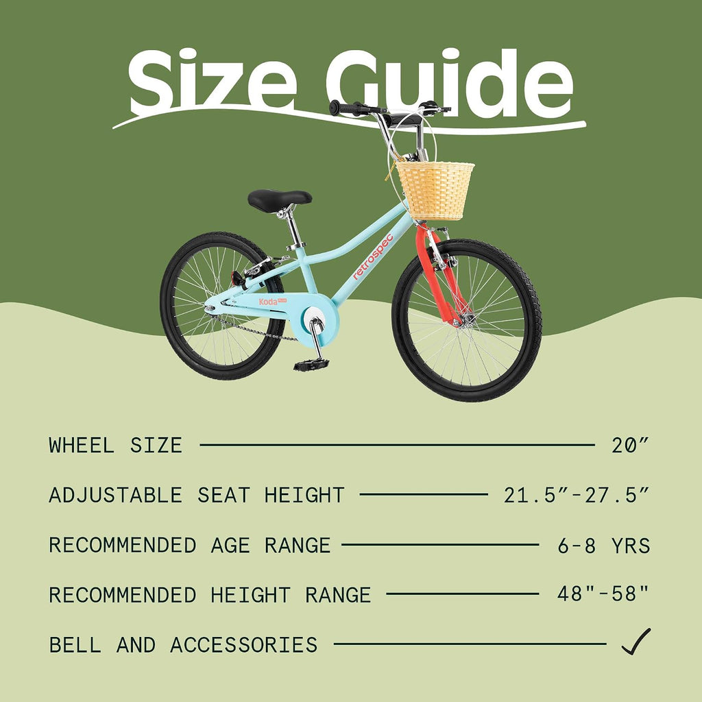 Retrospec Koda Plus Kids Bike for Boys & Girls Ages 6-8 Years - Children's Bicycle, Adjustable Seat & Handlebars