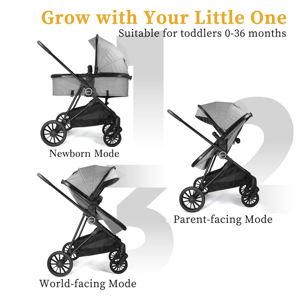 Cochildor Lite 2.0 Baby Stroller with Newborn Mode, 2-in-1 Foldable Infant Stroller with Reversible Seat and UPF 50+ Canopy