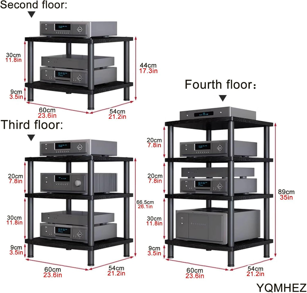 4-Tier Wooden Media Stand, TV Console & Stereo Cabinet, AV Component Rack for Gaming Consoles, Home Theater, Entertainment Center - Brown Finish
