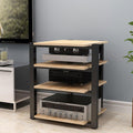 3/4-Tier Media Stand Modern AV Component Cabinet CD Player Stand Corner Audio Rack Tower Wooden Stereo Equipment Storage Cabinet for Home/Office/Theat(B-4-Tier)