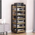 7 Tier 55 Inch Tall Audio Equipment Rack Rolling Cart Large Stereo Cabinets Turntable Record Player Shelf AV Media Tower With Storage Office Home Bedroom Living Room Beige