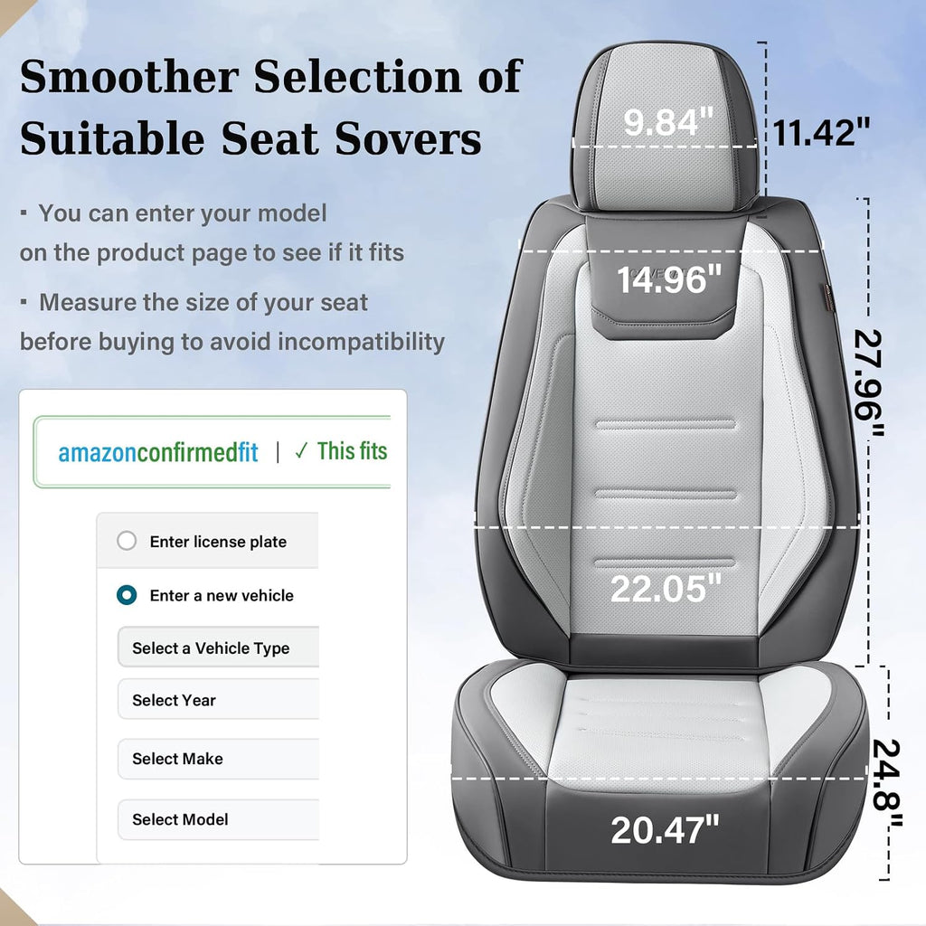 Coverado Car Seat Covers Full Set, Seat Covers for Cars, Front Seat Covers and Back Seat Cover Waterproof Leather Automotive Seat Cover, Universal Car Interior Protectors Cushion for Most Cars