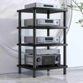 4-Tier Wooden Media Stand, Entertainment Cabinet for TV & Gaming Consoles, Stereo Rack & AV Component Storage, Stylish Black Design, Space-Saving Audio Rack