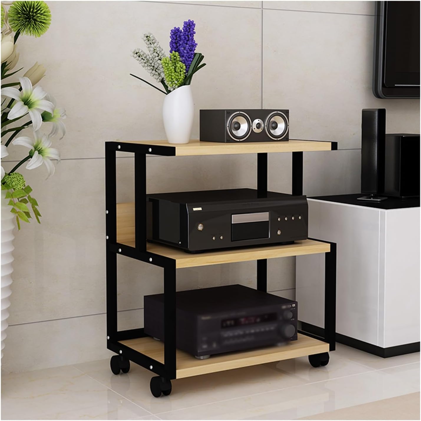 AV Media Stand,3-Tier AV Media Storage Cabinet, Audio and Video Equipment Storage Rack,Suitable for Offices,Living Rooms and Study Rooms (Color : Style 2)
