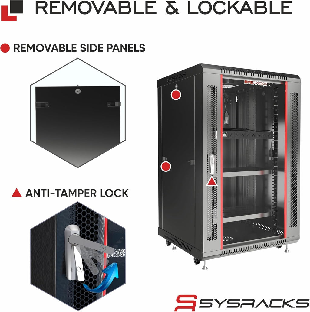 18U Wall Mount Server Rack Cabinet – 19' Network Rack Enclosure, 18' Deep Data Rack Cabinet with Fan, PDU & Shelf for IT Equipment, Switches and Patch Panel