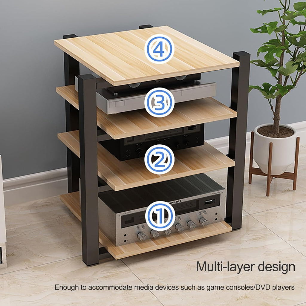 Audio Rack AV Media Stand Media Audio Tower Cabinet 2/3/4 Tier Audio Rack, for Entertainment Stereo Racks Component Storage and Collection Display(White,65cm/25.6in)