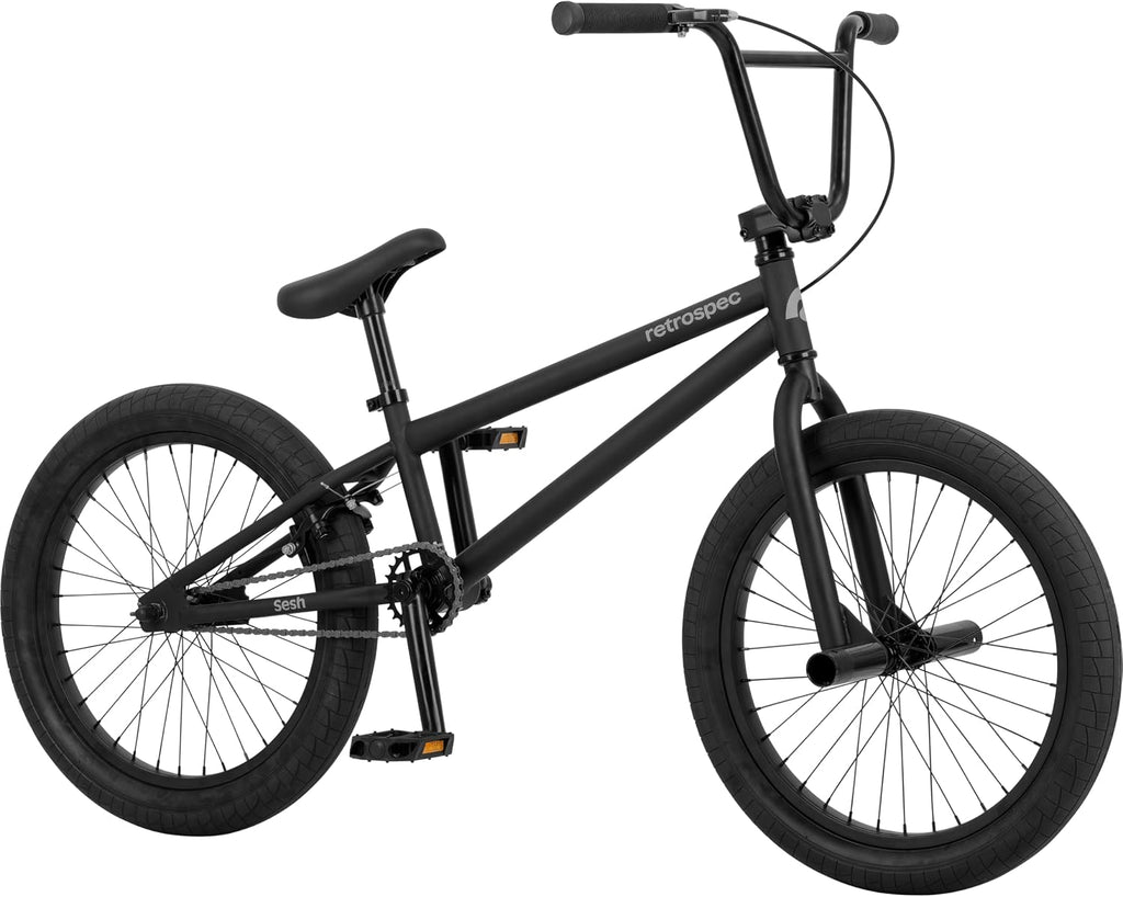 Retrospec Sesh 20' Kids BMX Bike - Freestyle Youth Bicycle for Boys and Girls With Removable Axle Pegs, U-Brake, Threadless Steering and Shock-Absorbing Tires for Children Ages 6-11 Years Old