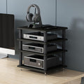 Audio Rack Tower AV Media Stand Audio-Video Media Stand, Storage Rack Audio Tower Thickened Steel Pipe, Equipment Console Shelf for Home Office Theater(Black)