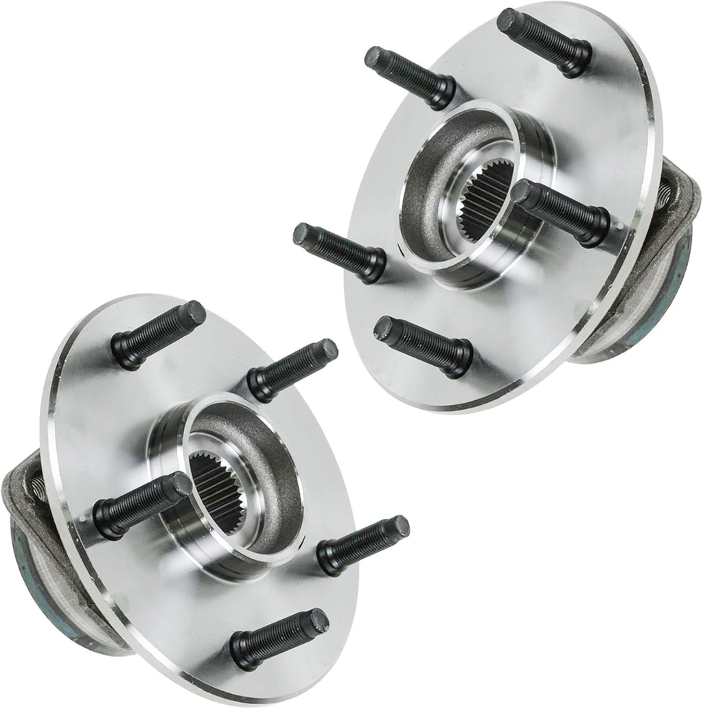 TRQ Front Left and Right Wheel Bearing and Hub Assembly Set 2 Piece Compatible with 2000-2001 Dodge Ram 1500 4 Wheel Drive with 2 Wheel ABS Brakes