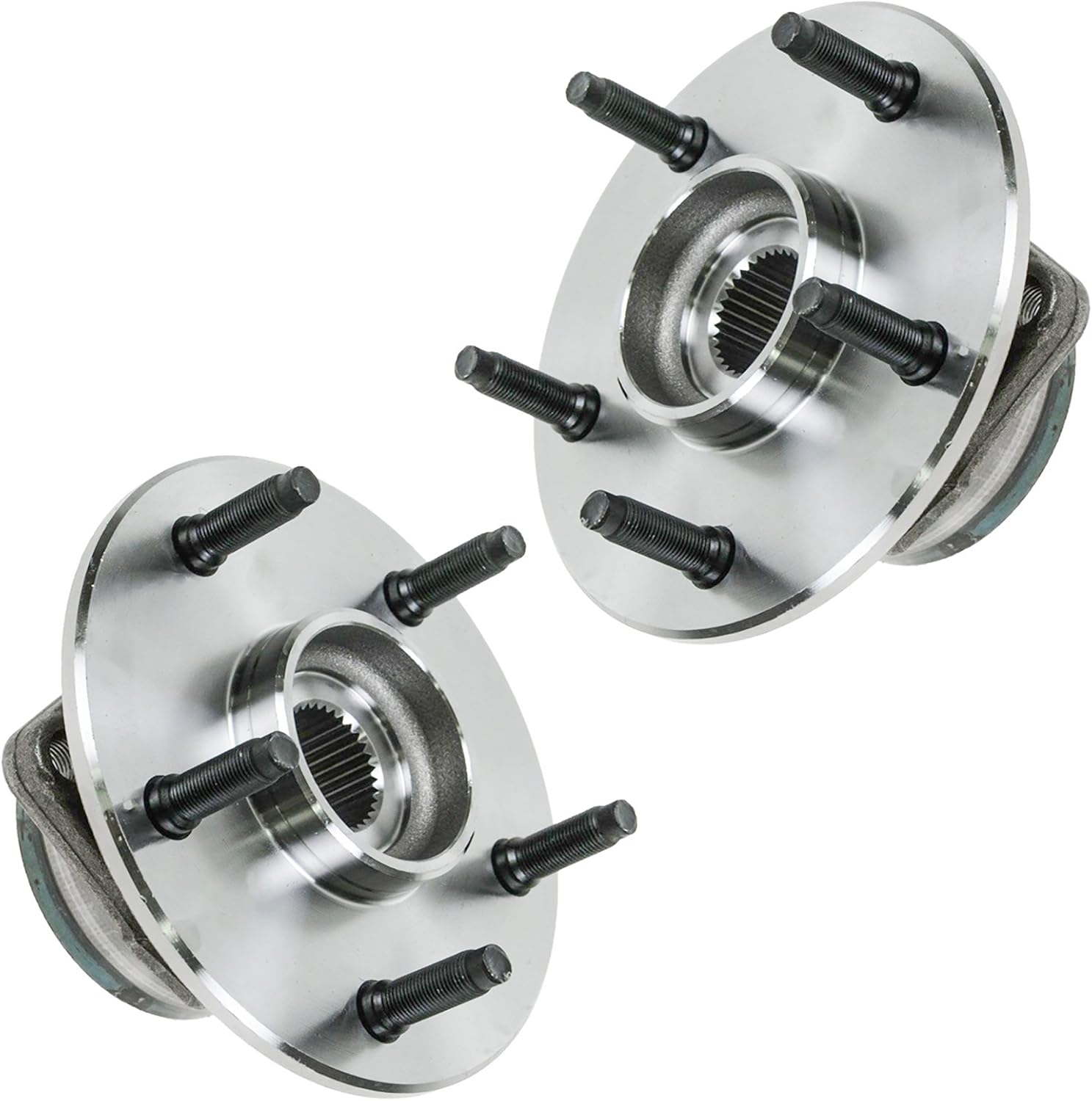 TRQ Front Left and Right Wheel Bearing and Hub Assembly Set 2 Piece Compatible with 2000-2001 Dodge Ram 1500 4 Wheel Drive with 2 Wheel ABS Brakes