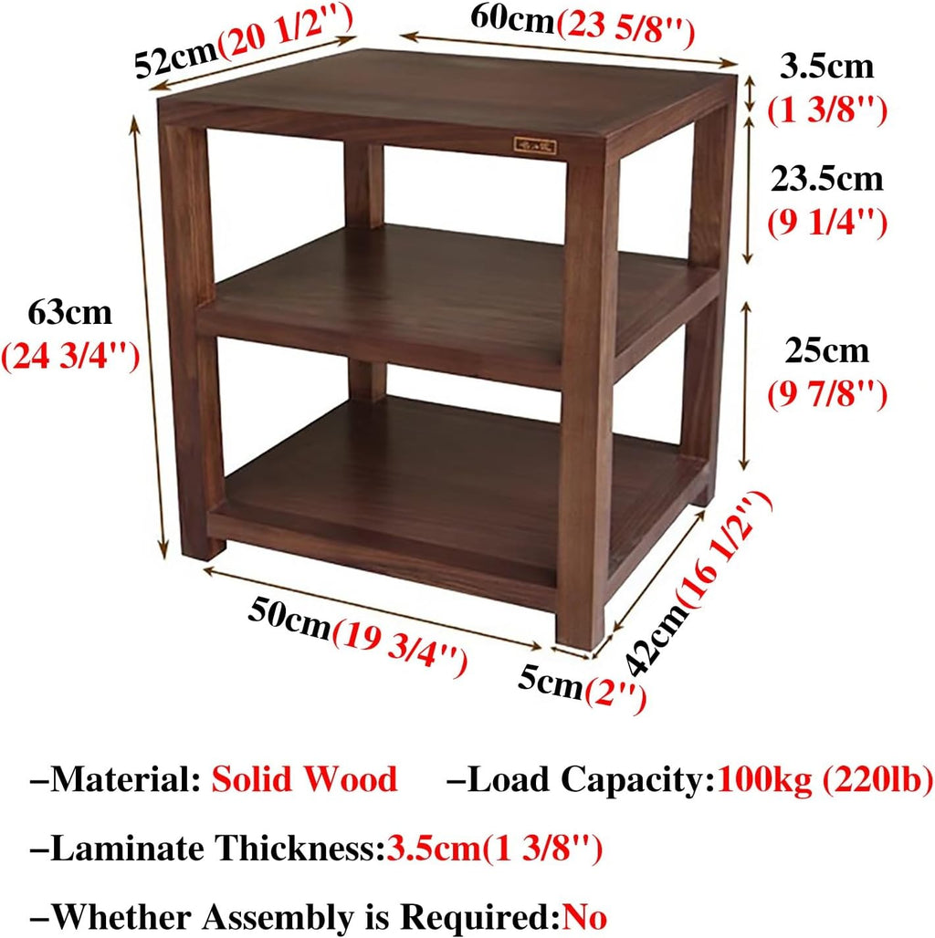 Wooden Media Audio-Video Shelving Cabinet, Audio Component Rack Tower Media Stereo Stand Equipment Shelves, 2 3 4 Tier Av Component Media Stand(Three Layers)