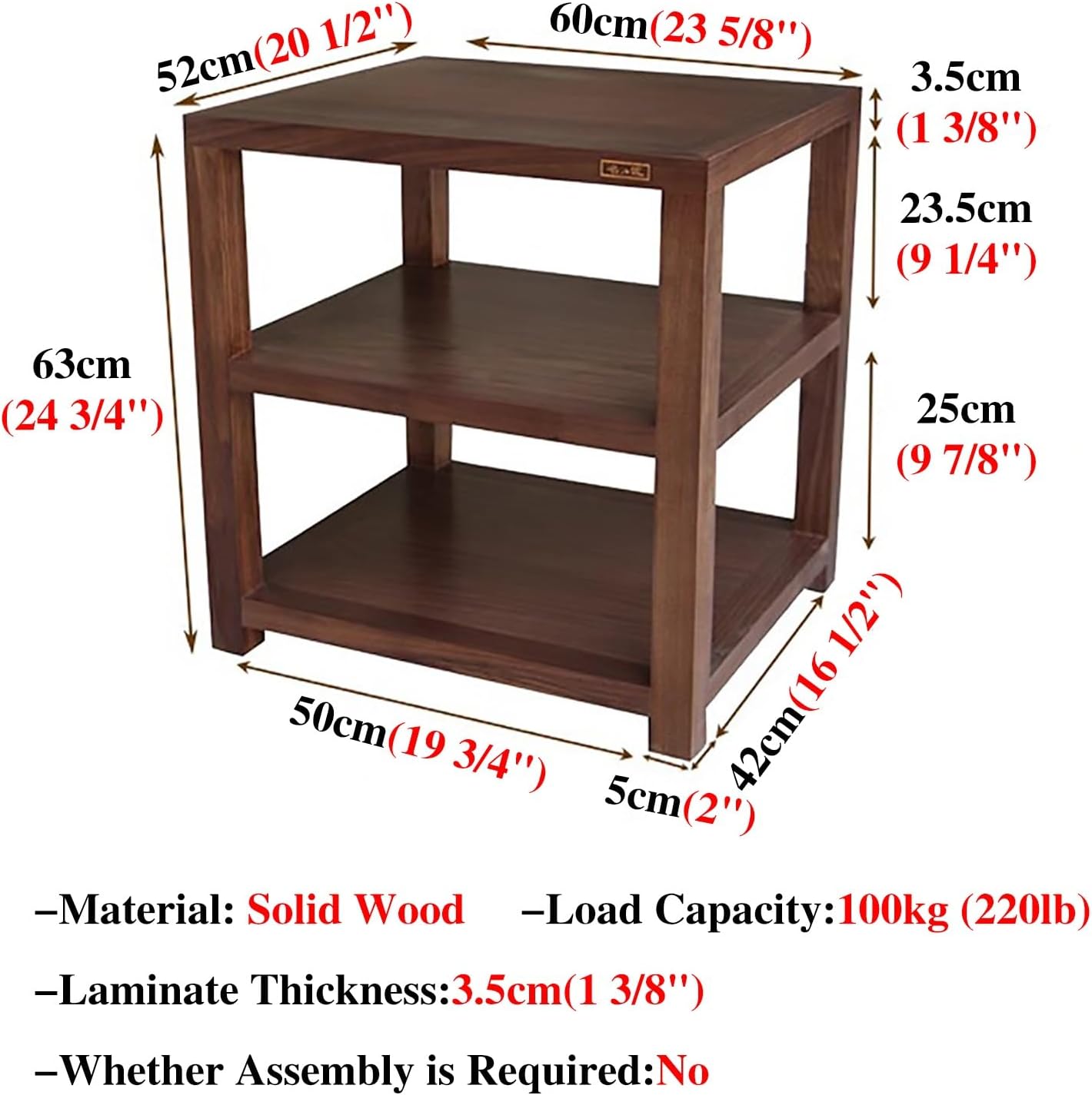 Wooden Media Audio-Video Shelving Cabinet, Audio Component Rack Tower Media Stereo Stand Equipment Shelves, 2 3 4 Tier Av Component Media Stand(Three Layers)