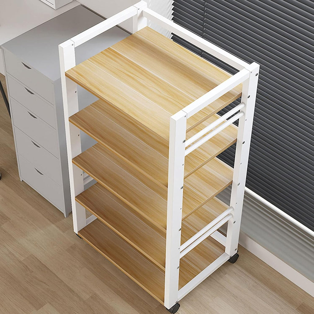 5 Tier Furniture Media Stand Audio Rack DVD CD Player Stand Power Amplifier Equipment Cabinet w/Height Adjustable Wooden Shelf, Floorstanding Storage Shelves,for Home/Office/Theater ( Color : White )