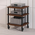 2/3/4-Tier Walnut AV Media Stand for Record Players & Vinyl Storage, Wooden Stereo Cabinet & Audio Rack Tower for Gaming & Entertainment Systems