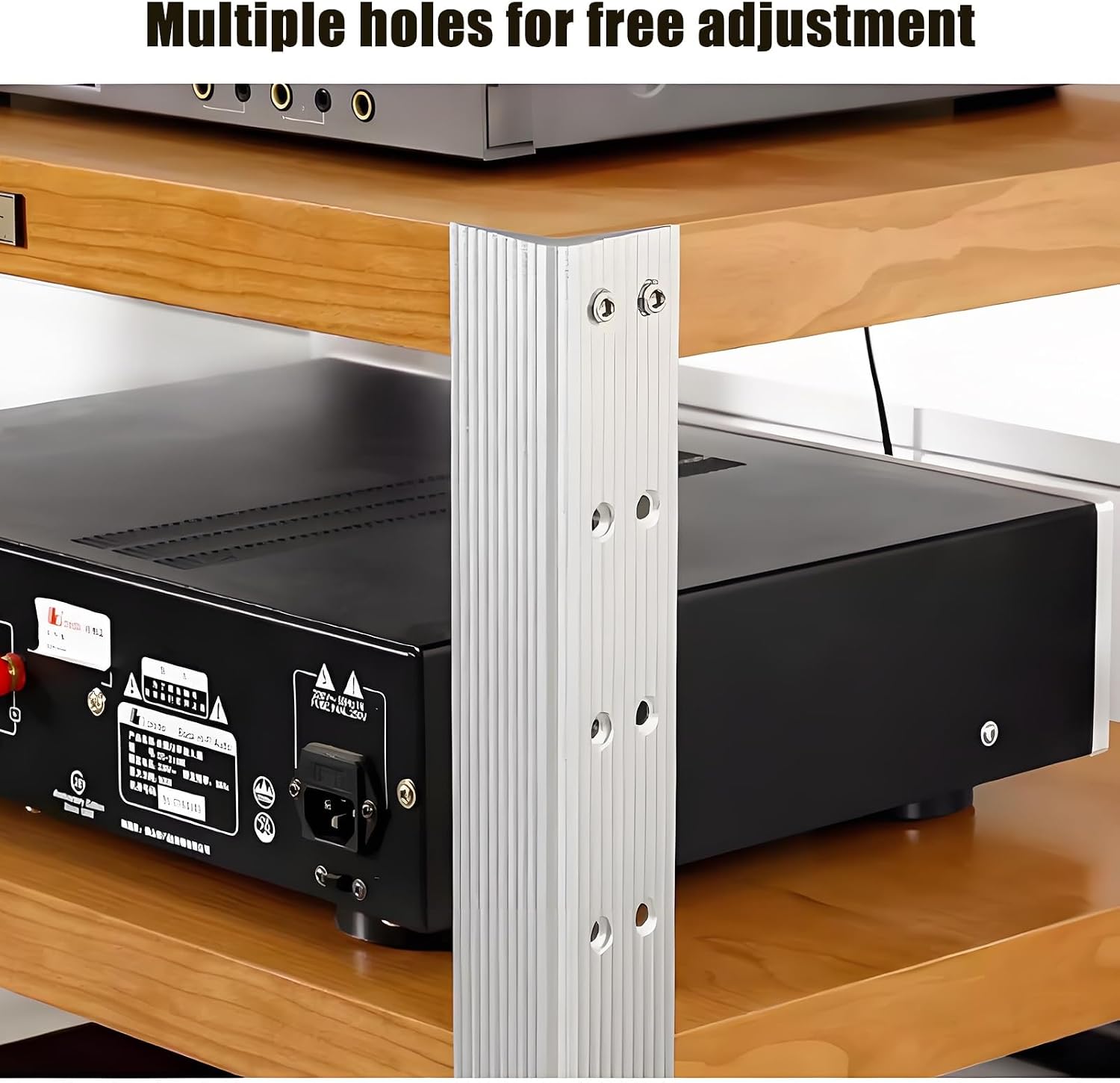 2/3/4-layer Media Stand, HiFi Media Storage Cabinet, Solid Wood TV Stand, Audio Rack with Shock-Absorbing Feet Power Amplifier Shelf Equipment Cabinet(24.6'x18.7'x15.1')