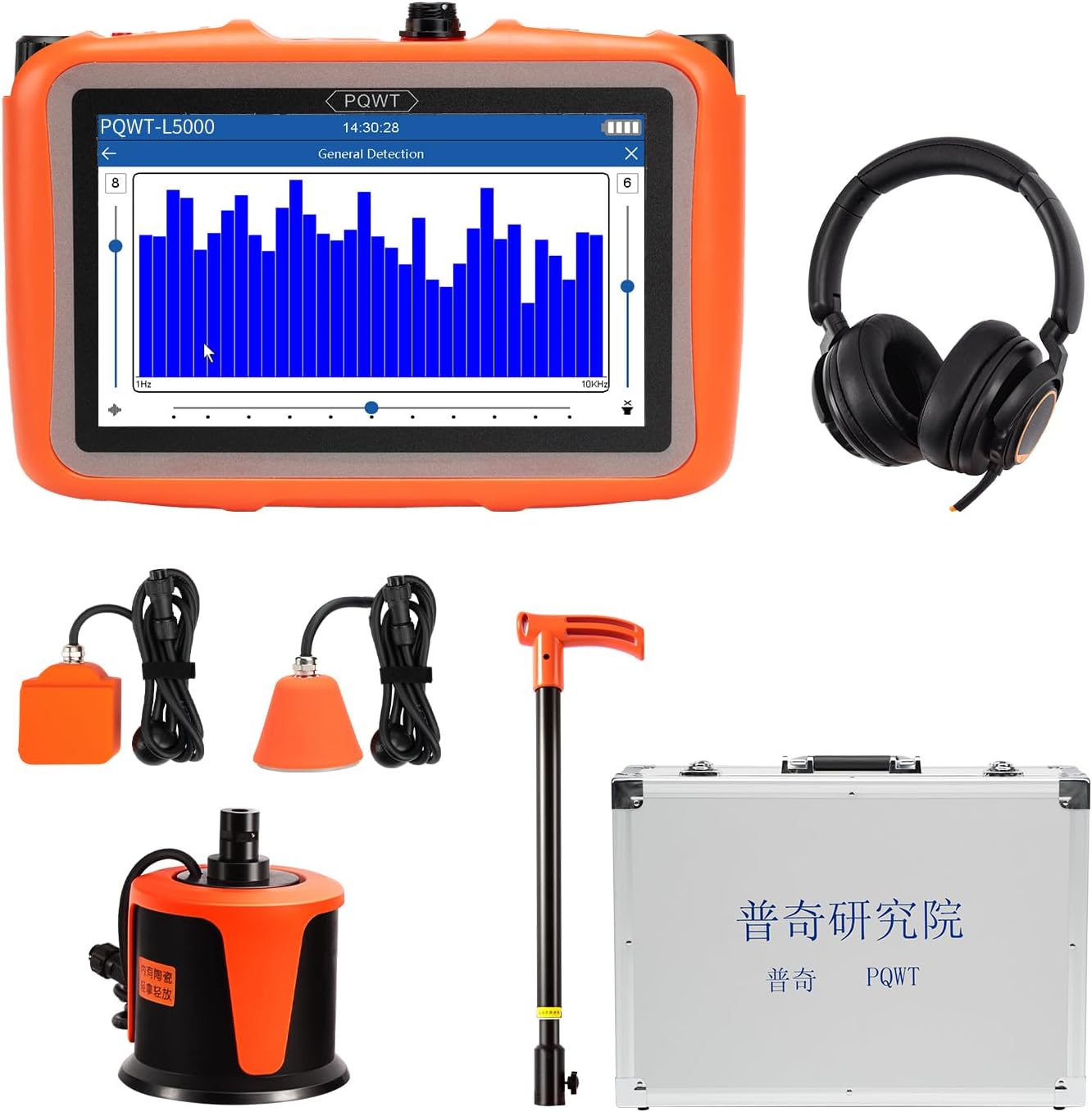 Indoor/Outdoor Underground Water Leak Detector, 5m Depth Plumber Leak Detector with High-Definition Display Screen, Professional Headphones Carry Case - L5000