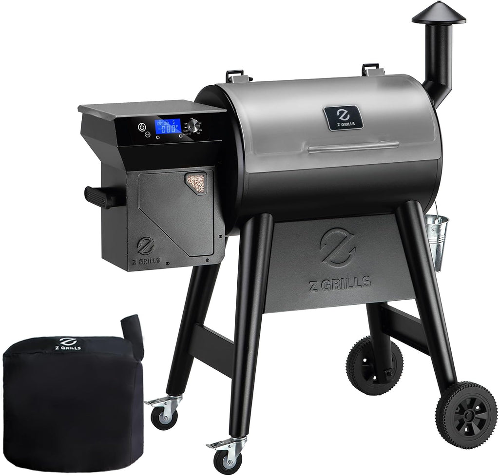 Z GRILLS Pellet Smoker Grill, Versatile 8-in-1 Cooking, Upgrade PID 3.0 Digital Controller, All-terrain Wheels with Locking Casters, 459 SQ.IN Cooking Area, Hopper Cleanout, Meat Probe, Rain Cover