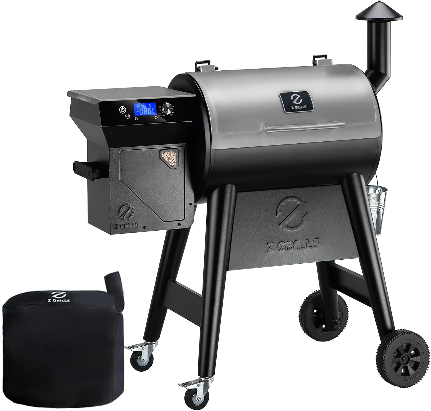 Z GRILLS Pellet Smoker Grill, Versatile 8-in-1 Cooking, Upgrade PID 3.0 Digital Controller, All-terrain Wheels with Locking Casters, 459 SQ.IN Cooking Area, Hopper Cleanout, Meat Probe, Rain Cover