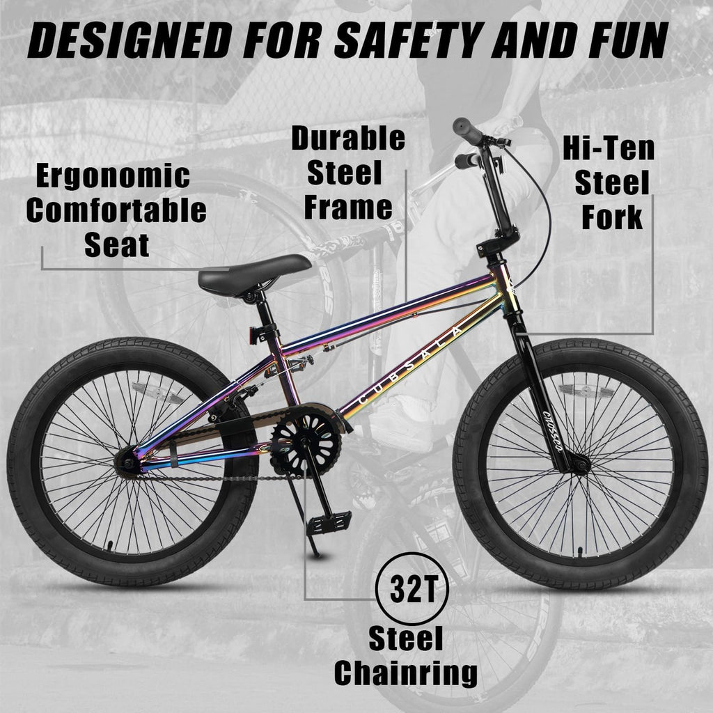 cubsala Freestyle BMX Bike, 18 20 Inch Kids Bicycle for 5-13 Years Old Kids and Beginner Level Rider, Multiple Colors