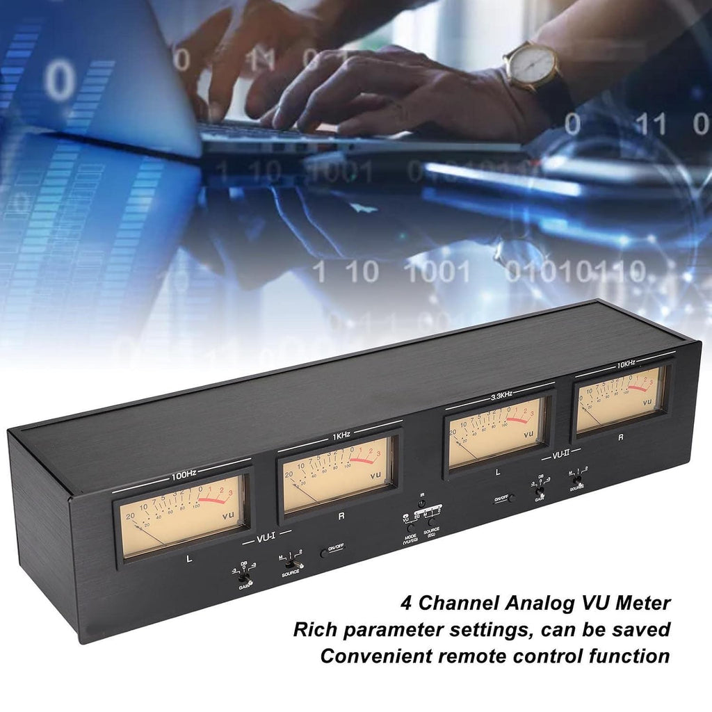 4 Way VU Meter 3 Gain DC 12V 1A Power Off Data Storage Analog Sound Level Meter for Audio Equipment