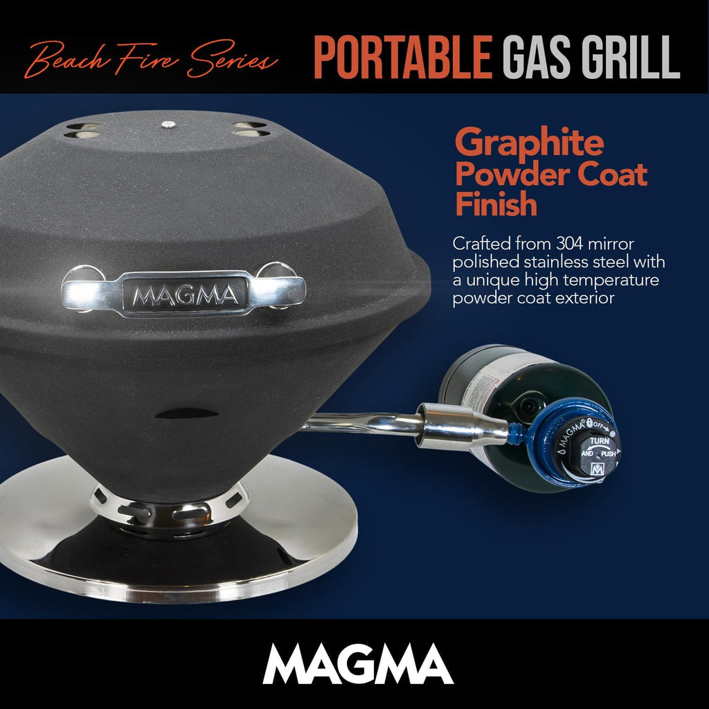 Magma C10-105-G Graphite Beach Fire Gas Grill | Portable Gas BBQ | Compact Propane Grill | Stylish Outdoor Cooker