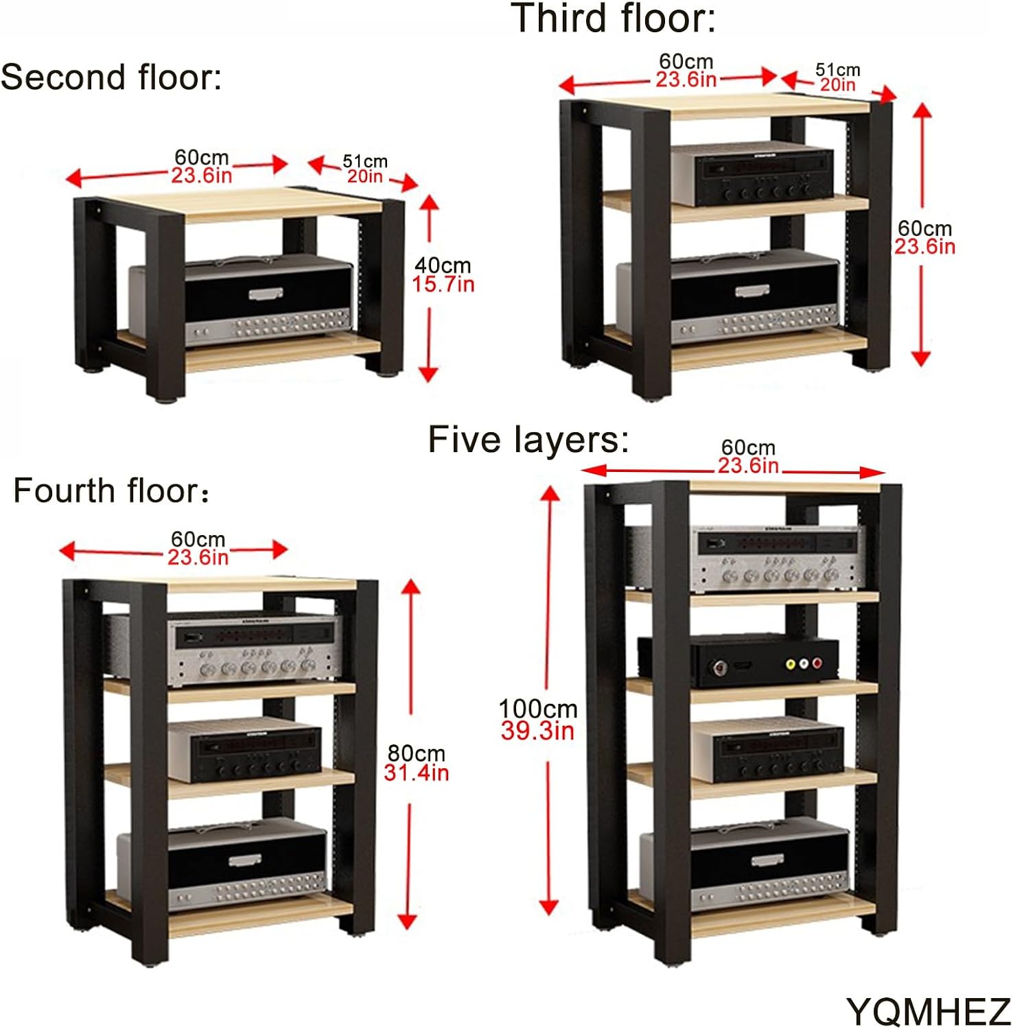 Corner Tv Stand with Ample Storage 5Tier Audio Rack Adjustable Shelves Media Console for Home Theater & Recording Roomwhite Av Cabinet for Tv & Stereo Equipment,White,3 Tier