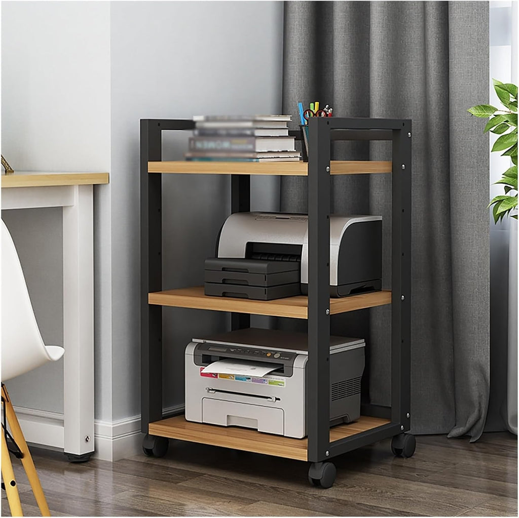 SRNSAEB Audio Equipment Rack On Wheels, Heavy Duty 3 4 Tier DVD Storage Media Shelf/HiFi Racks and Stands for Music Room/Cinema/Commercial Premises, Adjustable Av Component Stand(B,3 Tiers)