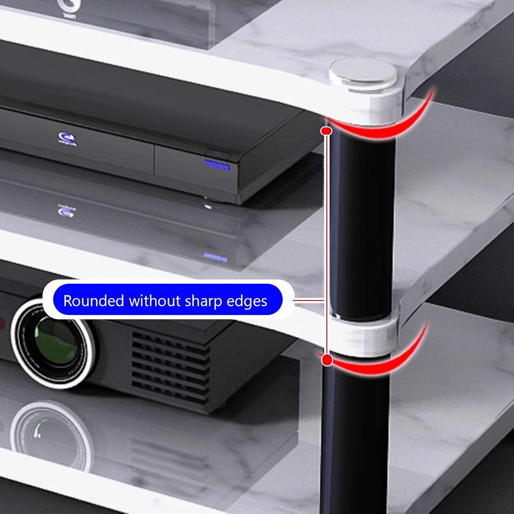 AV Media Stand, Audio Rack with Shock-Absorbing, Stereo Cabinet Corner Component Cabinet, Power Amplifier Shelf Equipment, Large Capacity Space(White,2 Tier 120x48x37CM)