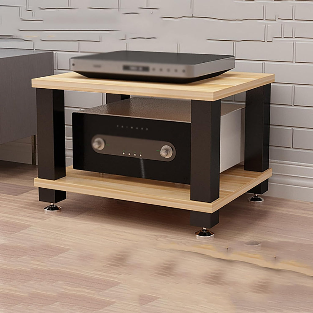 Media Storage Cabinet for Av Equipment Video Game Console Shelf Stereo Rack with Storage Shelves Audio Tower Rack for Consoles/DVDs Black-Brown-60x48x37.5cm