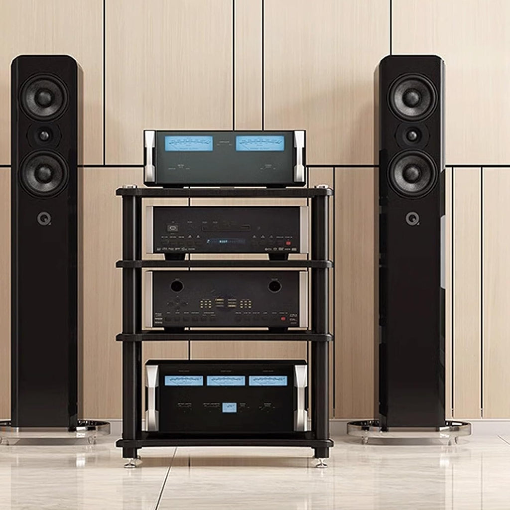 Audio Storage Rack, AV Media Stand, Audio Rack Stand, Audio Rack Tower Heavy Duty for Audio Equipments 4 Sizes 2 Colors(Black,3 Layer)