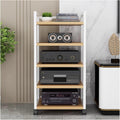JYHHCYS Audio Component Rack Media Stereo Stand Equipment Shelf 3 4 5 Tier, Free Standing Heavy Duty Media Storage Stands on Wheels, Commercial Home (Color : White-#2, Size : 5 Layer)