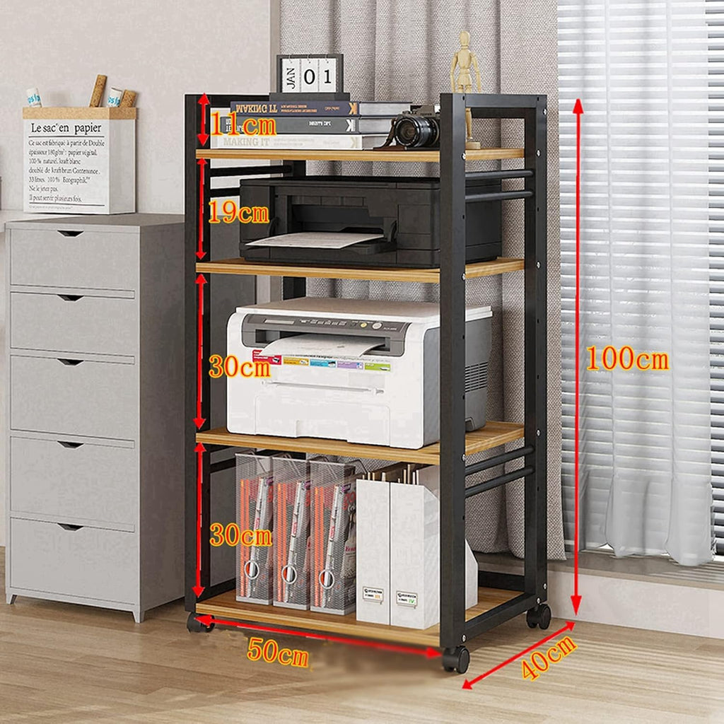 GLigeT Printer Table 4-Tier Printer Stand with Wheels Adjustable Height Rolling Printer Cart with Storage Shelf Printer Table for Mini 3D Printer Printer Shelf