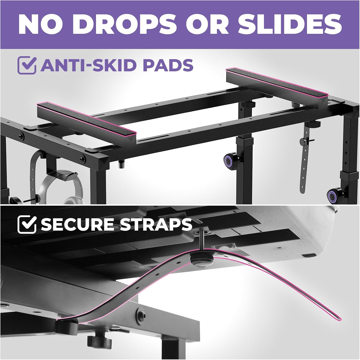 Liquid Stands Piano Keyboard Stand - Electric Piano Stand for 49 54 61 88 Key - Piano Desk Music Stand Production - Piano Table Synth Stand Rolling Home Recording Studio Workstation DJ Keyboard Table