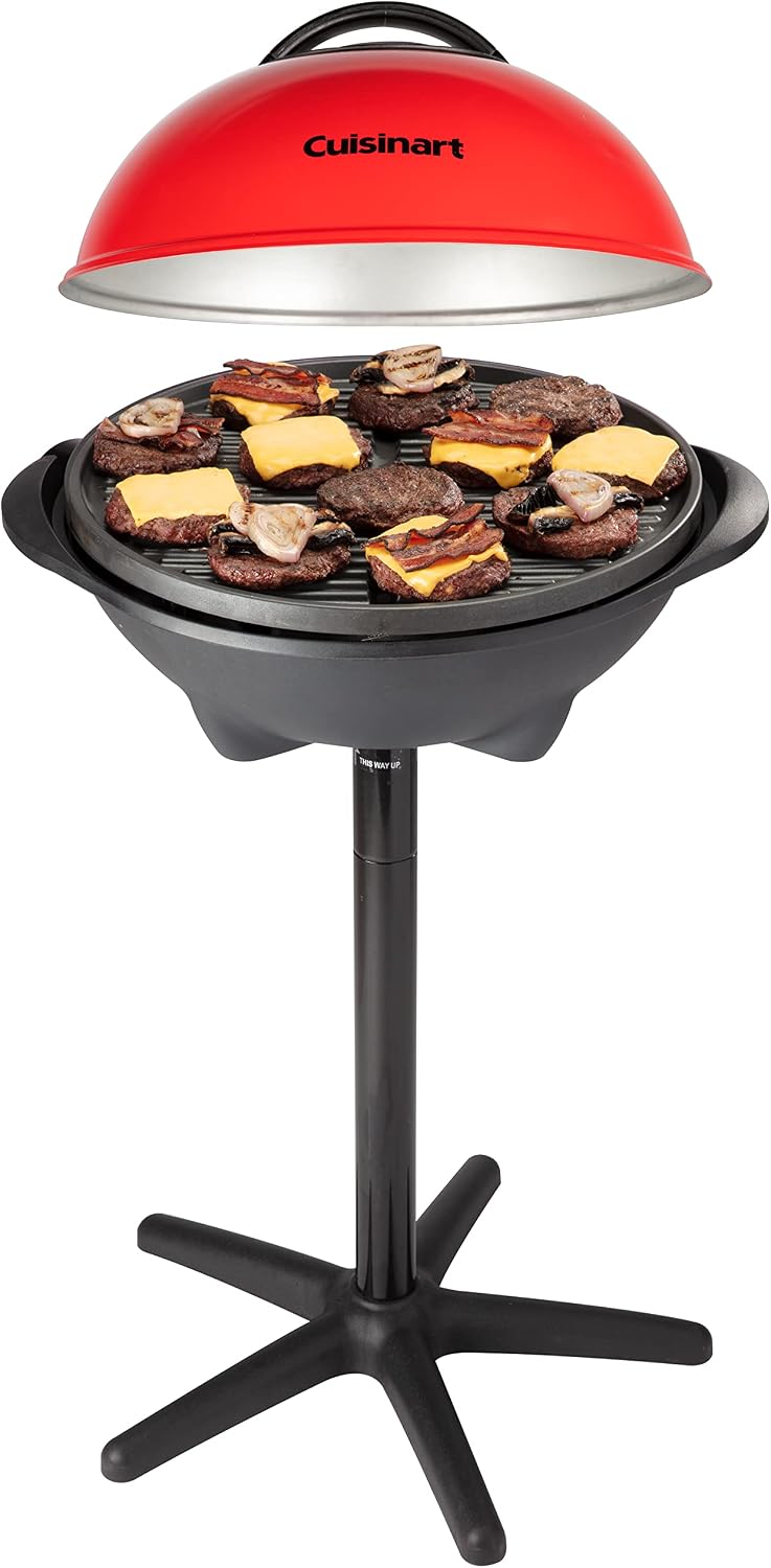 Cuisinart Indoor/Outdoor Electric Grill, 2-in-1 Portable BBQ with Nonstick Cooking Surface, Electric Grill Outdoor with Adjustable Heat, Stand/Tabletop Options for Cookouts, Barbecues, Small Spaces