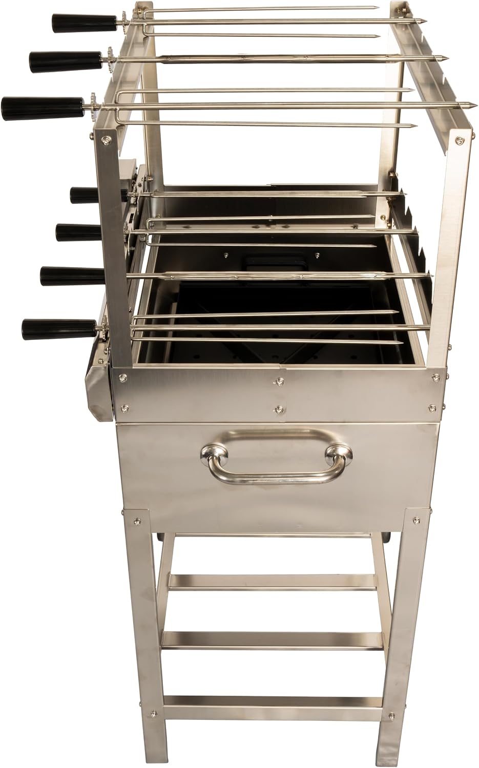 All-in-One Brazilian BBQ Grill Rotisserie - 7 skewers - Churrasco - Stainless Steel - Portable Wood Fire & Charcoal Gaucho Churrasqueira Chicken Grill