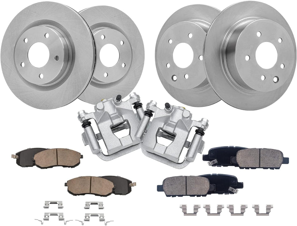 Detroit Axle - Brake Kit for 2007-2013 Nissan Altima Disc Brake Rotors Ceramic Brakes Rear Brake Calipers 2008 2009 2010 2011 2012 Replacement [11.65 inch Front and 11.46 inch Rear Rotors]
