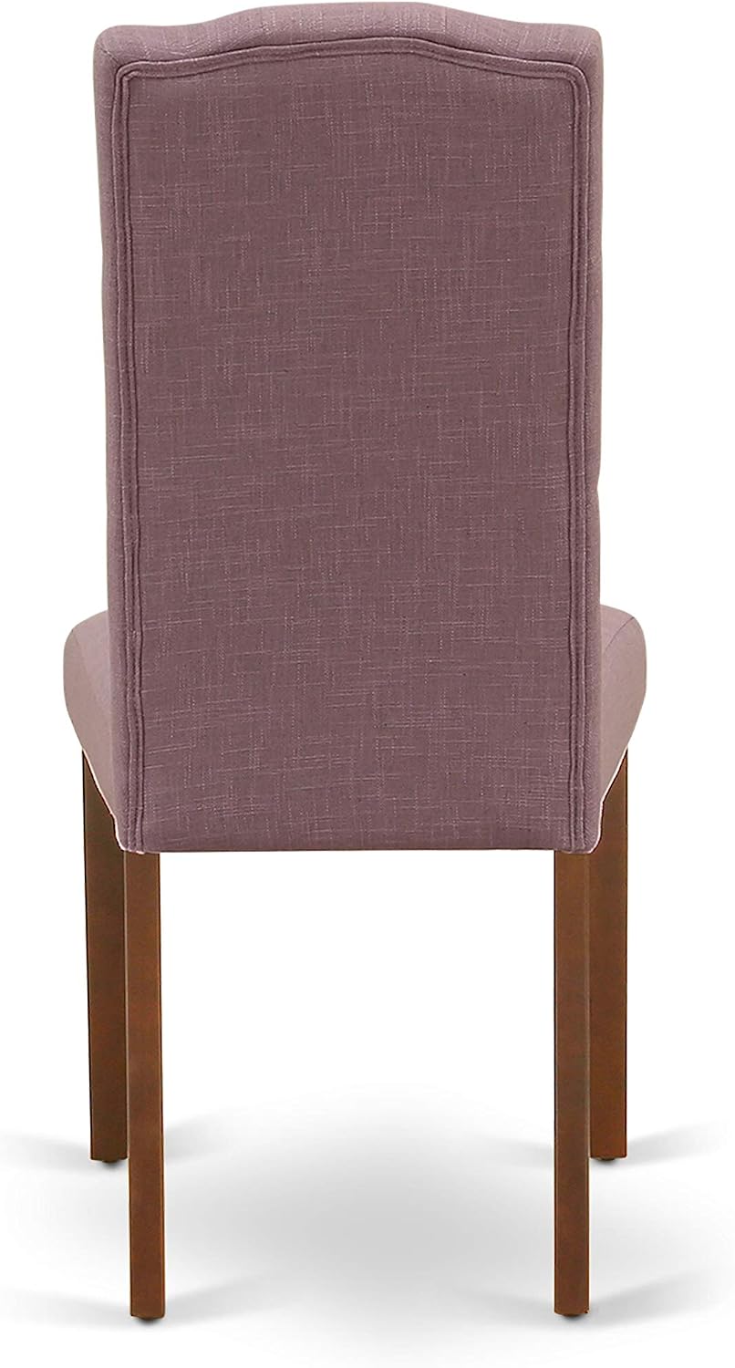 East West Furniture 1NDCE3-MAH-10 3 Piece Modern Dining Table Set Contains a Rectangle Wooden Table with Dropleaf and 2 Dahlia Linen Fabric Parson Dining Chairs, 30x48 Inch, Mahogany