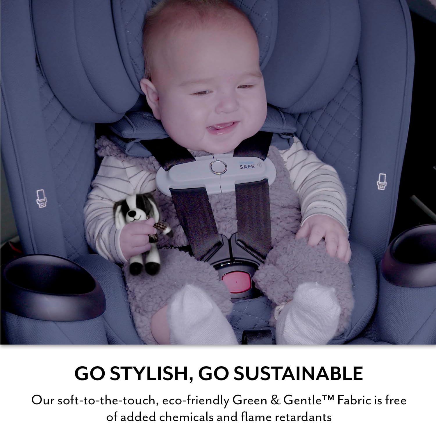 Evenflo Revolve360 Slim 2-in-1 Rotating Car Seat with Green & Gentle Fabric (Travertine)