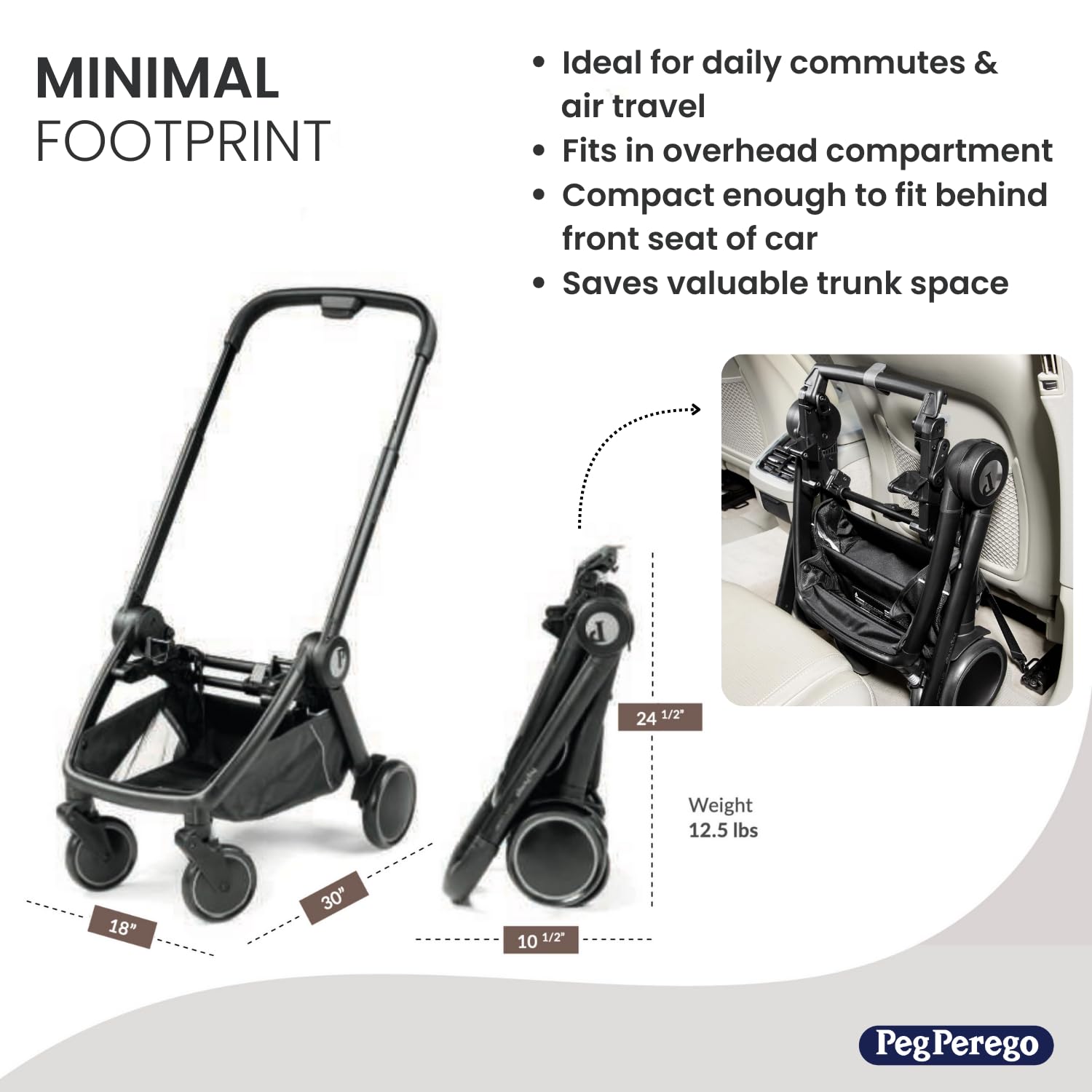 PEG City Loop Frame Only | Compact Travel System from Infant to Toddler | Air Travel Friendly | Compatible with All Primo Viaggio Infant Car Seats-Sold Separately