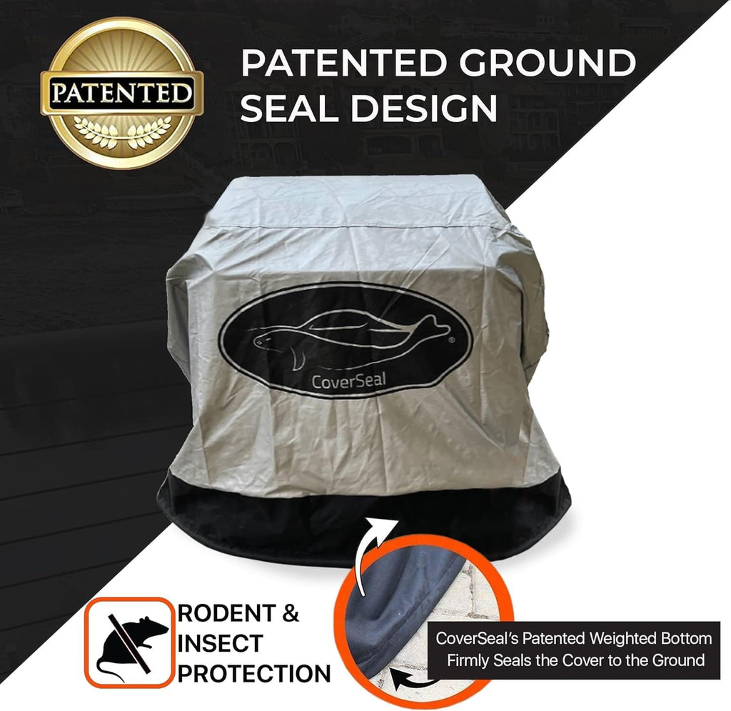 Medium BBQ Grill Cover - Weather Resistant Outdoor Barbecue Apron for 3 Burner Grill with Side Trays - Compact Seal from Ground Up - Silver - 52 Inch L x 25in W x 48in H